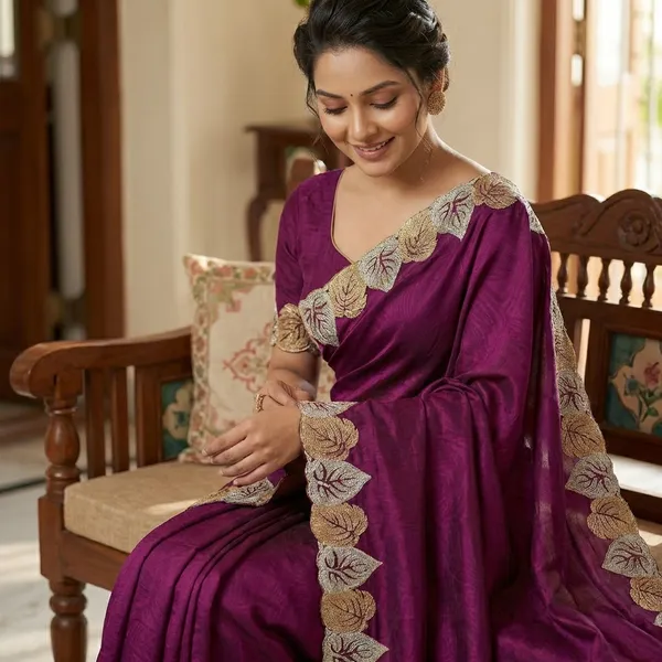 Purple_Silk_Saree_With_Embroidered_Leaf_Border_For_Women