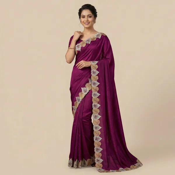 Purple_Silk_Saree_With_Embroidered_Leaf_Border_For_Women