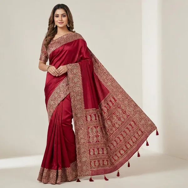Maroon_Traditional_Banarasi_Silk_Saree_With_Heavy_Zari_Work_For_Women