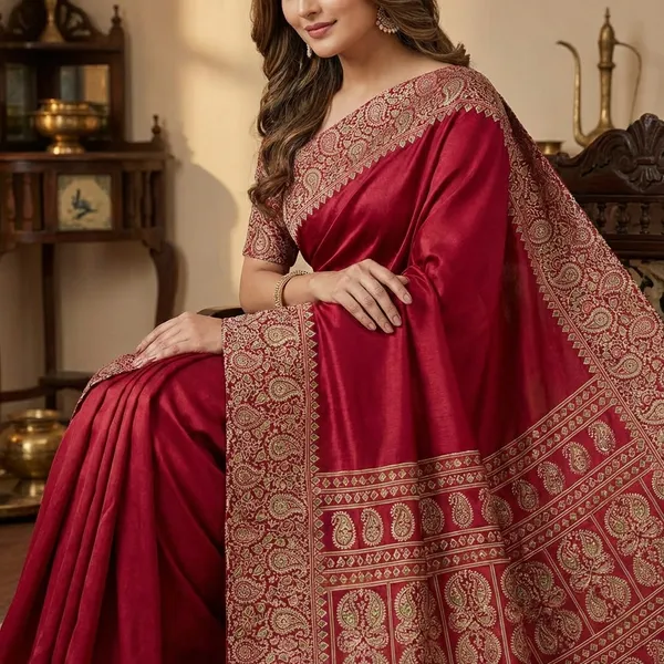 Maroon_Traditional_Banarasi_Silk_Saree_With_Heavy_Zari_Work_For_Women