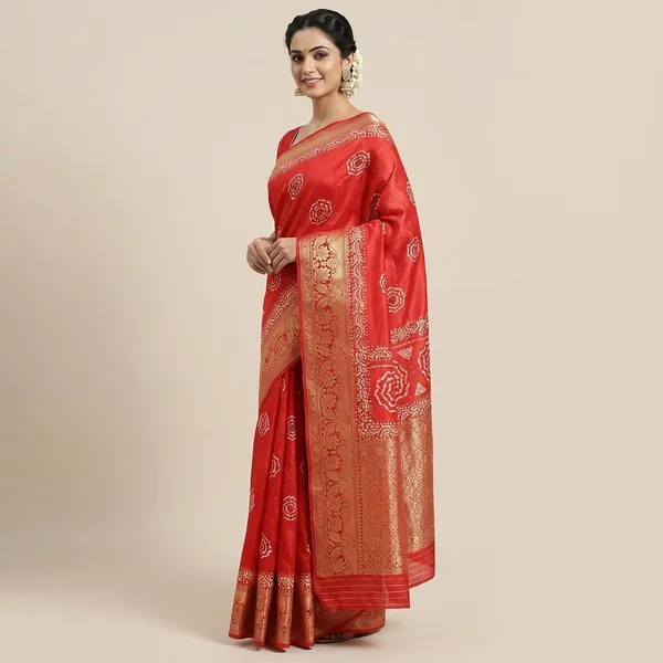 Red_Banarasi_Silk_Saree_With_Zari_Work_For_Women