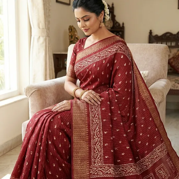 Maroon_Banarasi_Silk_Saree_With_Zari_Border_And_Buti_Work_For_Women