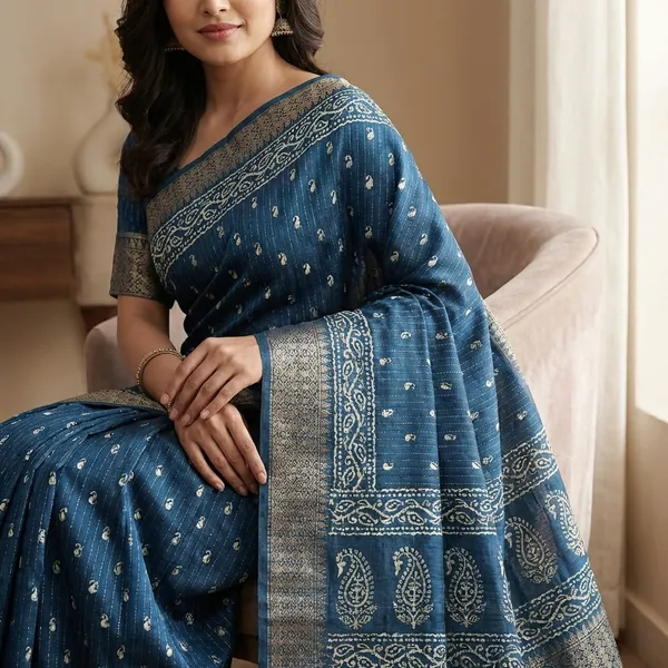 Blue_Banarasi_Silk_Saree_With_Zari_Work_For_Women