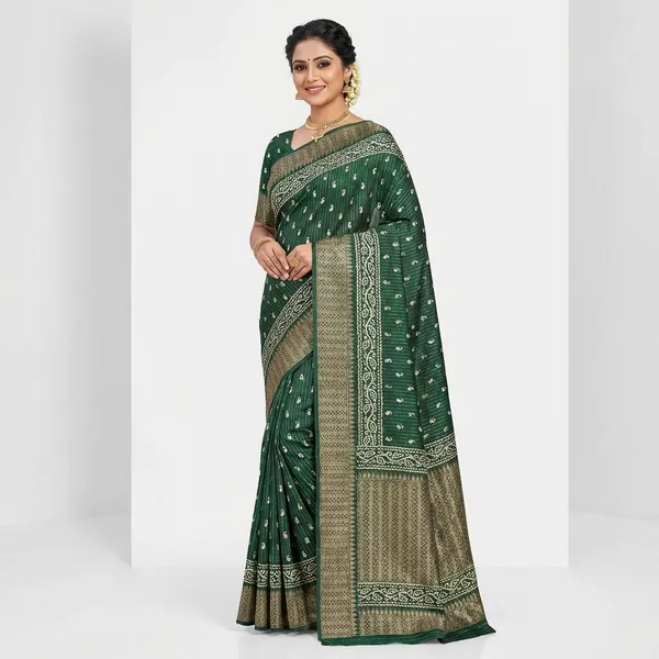 Green_Banarasi_Silk_Saree_With_Zari_Work_For_Women
