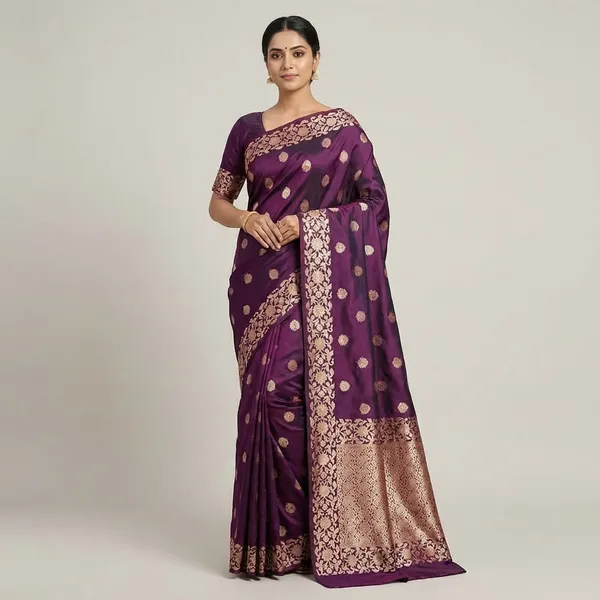 Purple_Banarasi_Silk_Saree_With_Zari_Work_For_Women