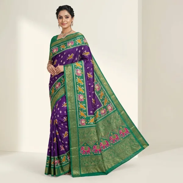 Purple_And_Green_Silk_Saree_With_Paithani_Border_For_Women
