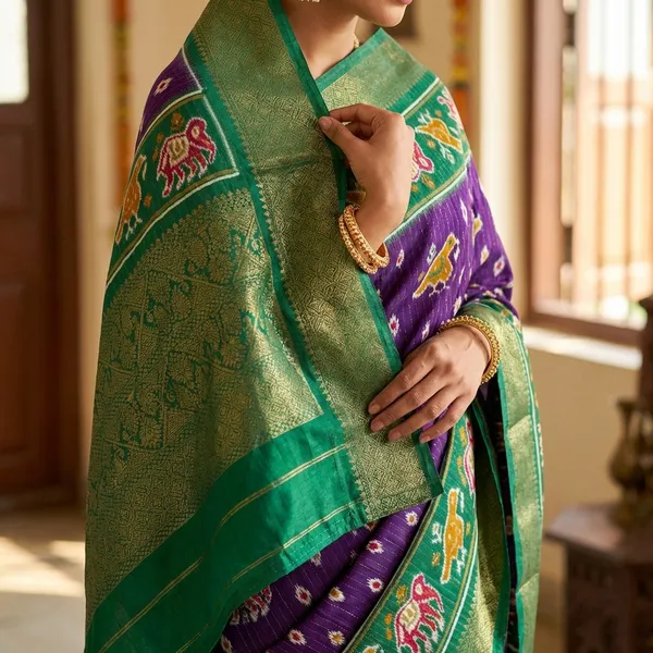 Purple_And_Green_Silk_Saree_With_Paithani_Border_For_Women