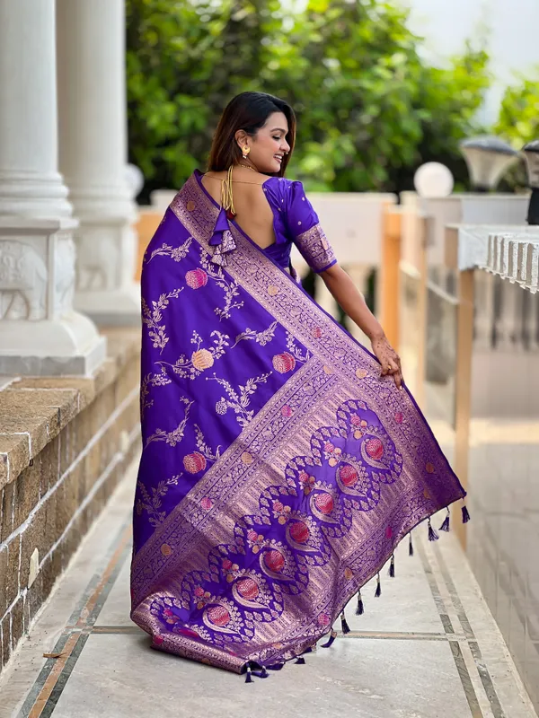 Purple_Banarasi_Banarasi_Silk_Saree_With_Unstitched_Blouse_Piece