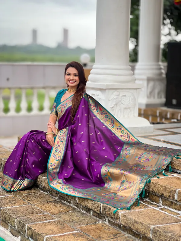 Violet_Royal_Paithani_Silk_Saree_With_Unstitched_Blouse_Piece