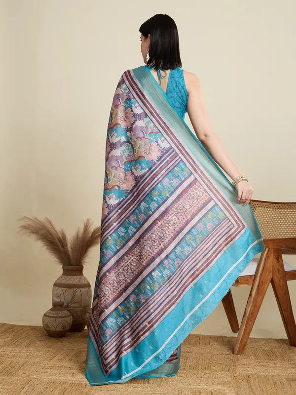 Steelblue_Abhilasha_Cotton_Saree_With_Unstitched_Blouse_Piece