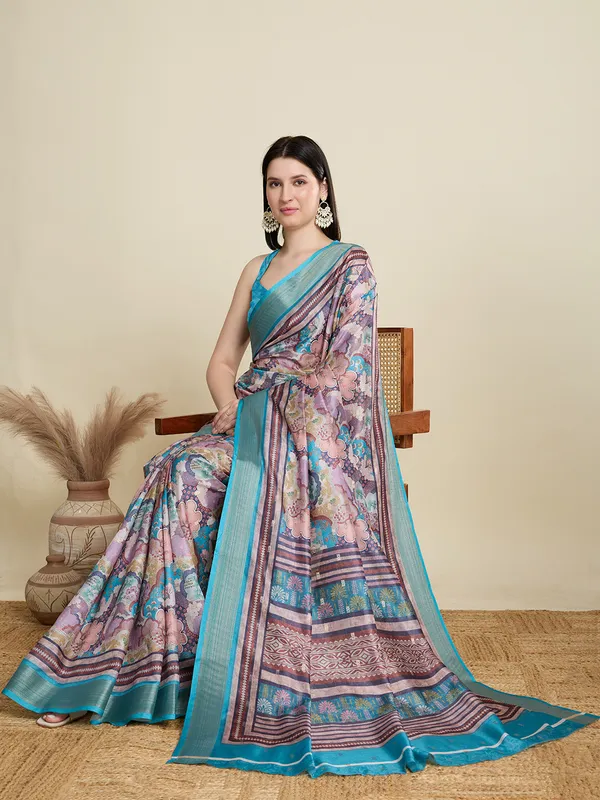 Steelblue_Abhilasha_Cotton_Saree_With_Unstitched_Blouse_Piece