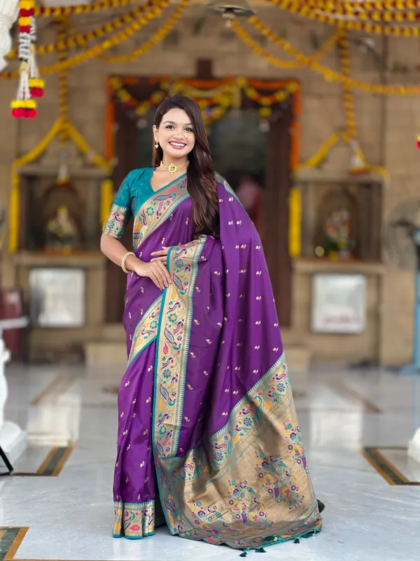 Violet_Royal_Paithani_Silk_Saree_With_Unstitched_Blouse_Piece