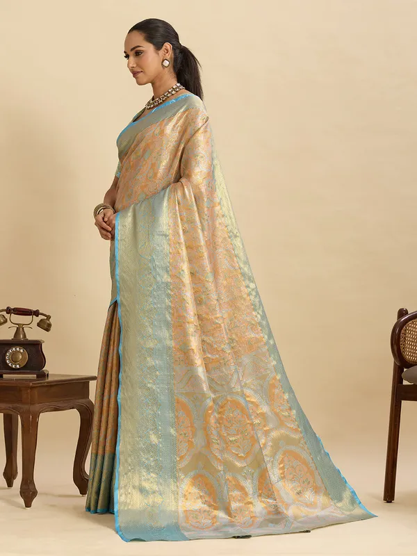 Firozi_Sayara_Silk_Saree_With_Unstitched_Blouse_Piece