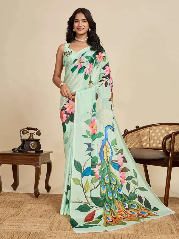 Olive_Green_Heli_Saree_For_Silk_Saree_With_Unstitched_Blouse_Piece
