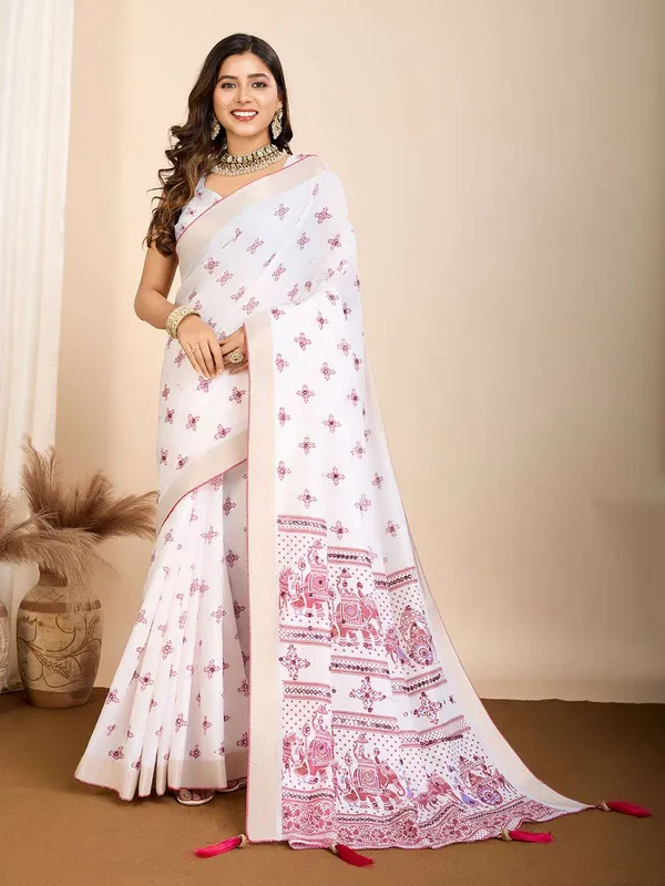 Turkish_Rose_Avyukta_Cotton_Saree_With_Unstitched_Blouse_Piece