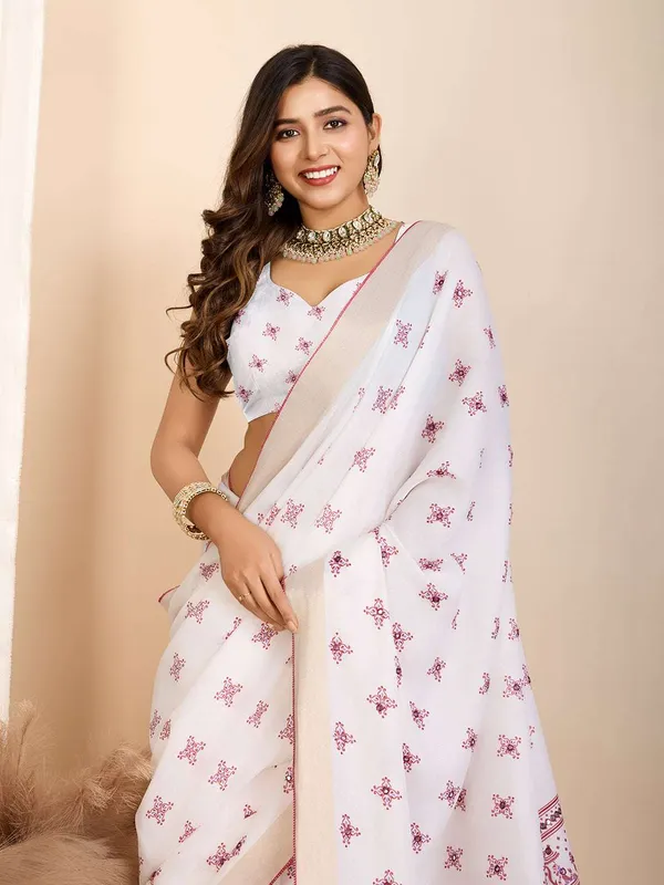 Turkish_Rose_Avyukta_Cotton_Saree_With_Unstitched_Blouse_Piece