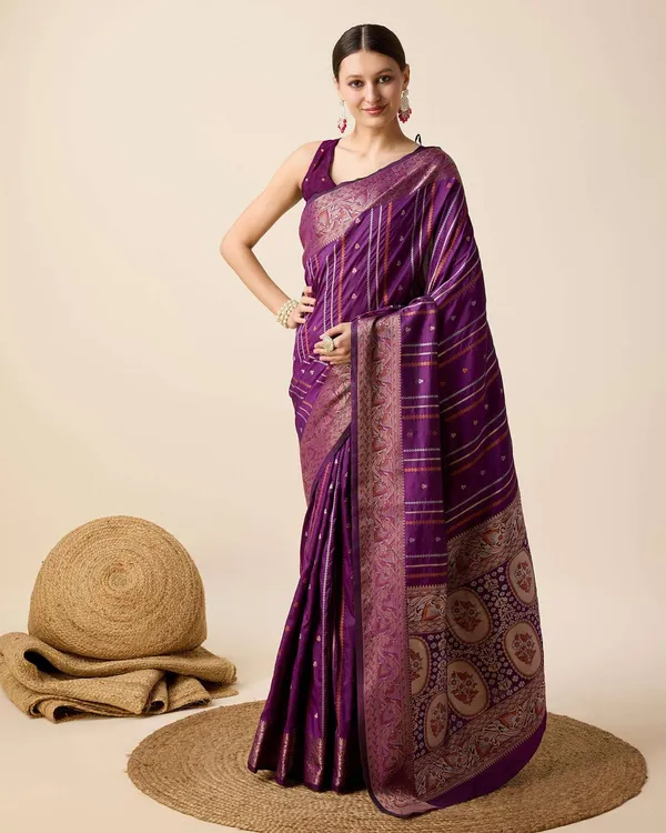 Purple_Apexa_Jacquard_Fabrics_Saree_With_Unstitched_Blouse_Piece