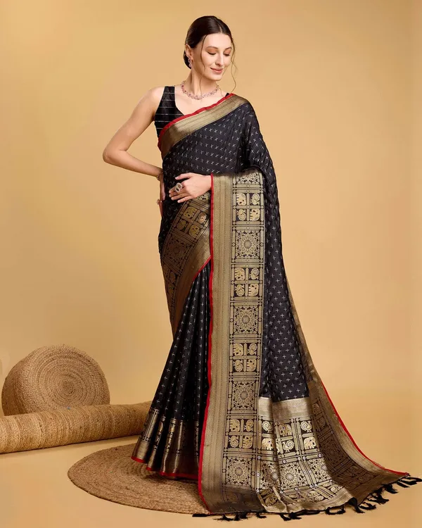 Black_Aritra_Silk_Saree_With_Unstitched_Blouse_Piece