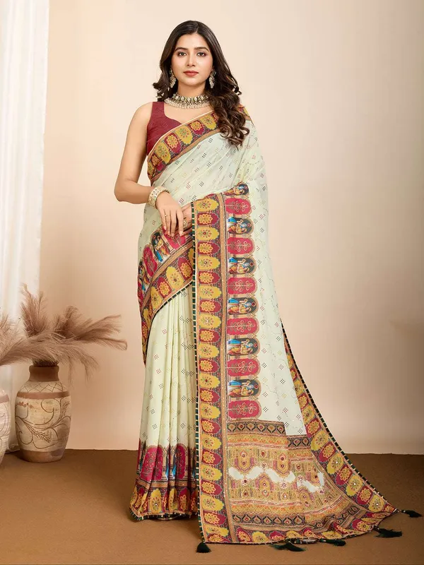 Beige_Aarni_Cotton_Saree_With_Unstitched_Blouse_Piece