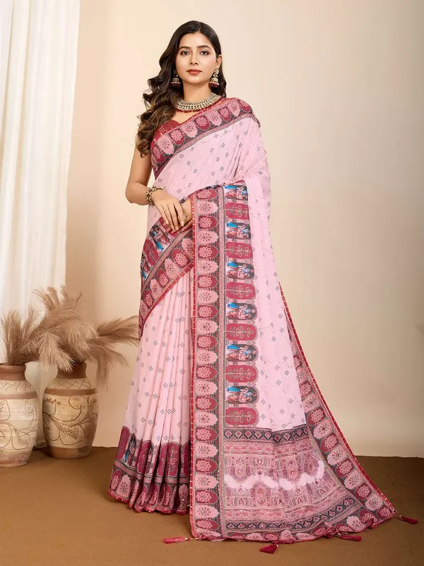 Light_Coral_Aarni_Cotton_Saree_With_Unstitched_Blouse_Piece