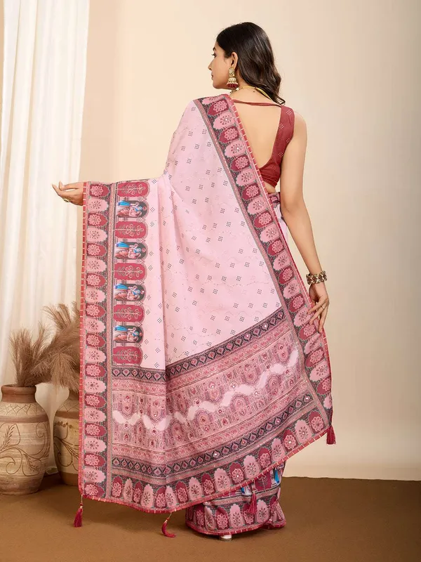 Light_Coral_Aarni_Cotton_Saree_With_Unstitched_Blouse_Piece