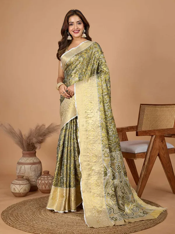 Olive_Drab_Aaradhya_Silk_Saree_With_Unstitched_Blouse_Piece