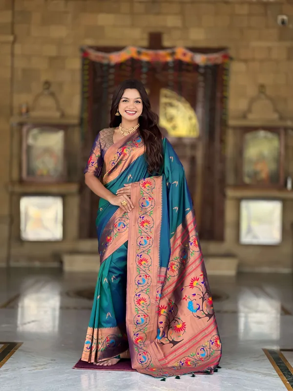 Telerama_Harmony_Paithani_Silk_Saree_With_Unstitched_Blouse_Piece