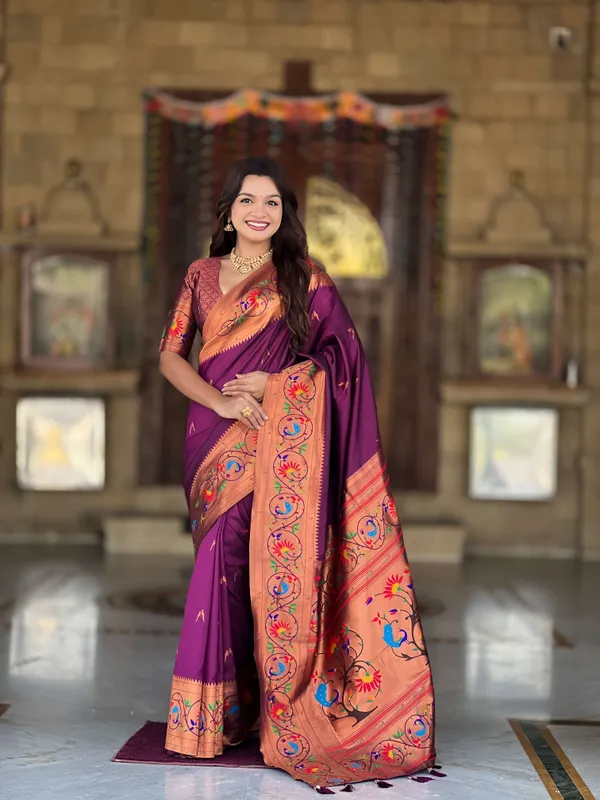 Wine_Harmony_Paithani_Silk_Saree_With_Unstitched_Blouse_Piece