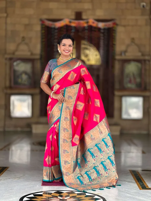 Rani_Pink_Apurva_Silk_Saree_With_Unstitched_Blouse_Piece