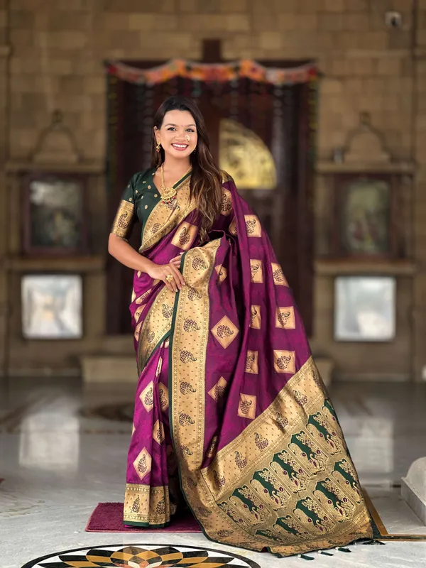 Wine_Apurva_Silk_Saree_With_Unstitched_Blouse_Piece