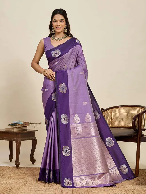 Dusk_Purple_Aamarapali_Silk_Saree_With_Unstitched_Blouse_Piece