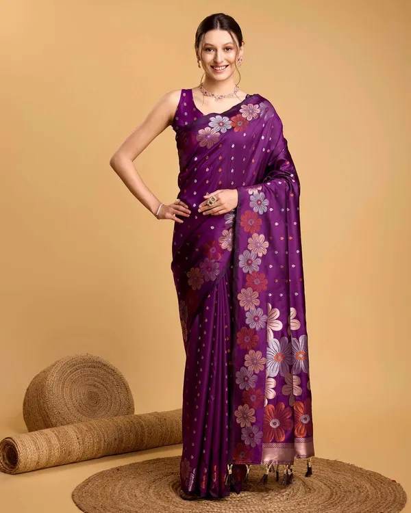 Dark_Magenta_Radhika_Jacquard_Fabrics_Saree_With_Unstitched_Blouse_Piece