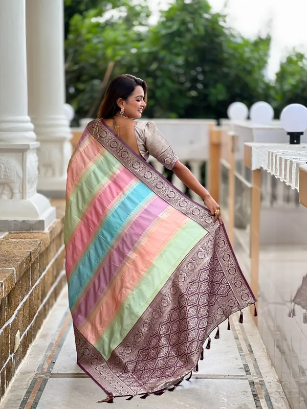 Wine_Silk_Saree_With_Unstitched_Blouse_Piece