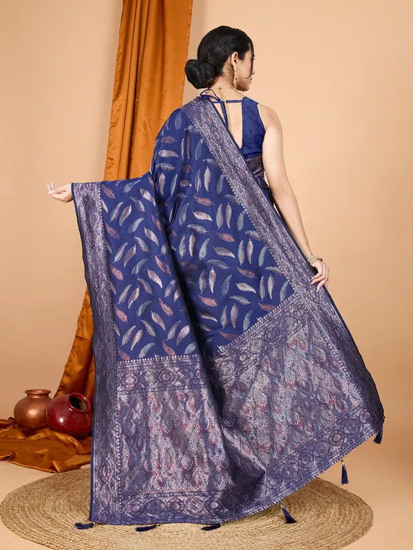 Royal_Blue_Morpichh_Silk_Saree_With_Unstitched_Blouse_Piece