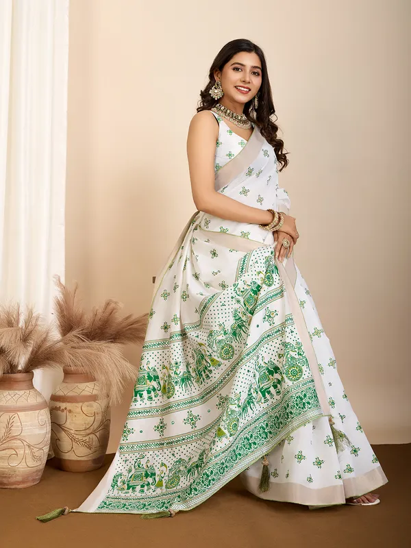 Seagreen_Avyukta_Cotton_Saree_With_Unstitched_Blouse_Piece