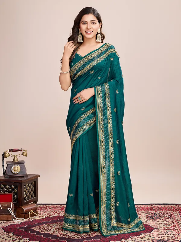 Olive_Drab_Pehna_Silk_Saree_With_Unstitched_Blouse_Piece