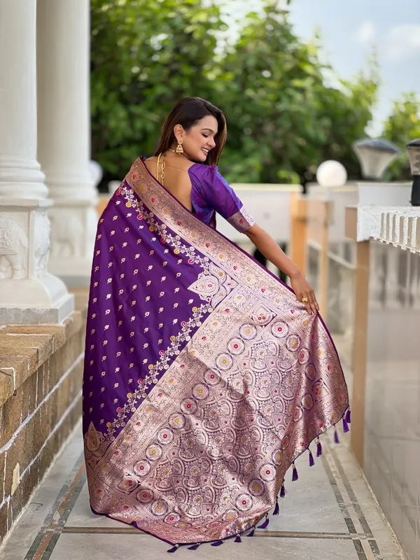 Purple_Banarasi_Banarasi_Silk_Saree_With_Unstitched_Blouse_Piece