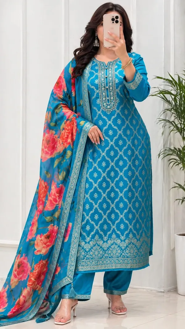 Banarasi_Silk_Kurti_Pant_Dupatta_Set_for_Women