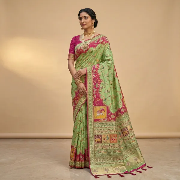 Green-Pink_Riva_Silk_Saree_With_Unstitched_Blouse_Piece