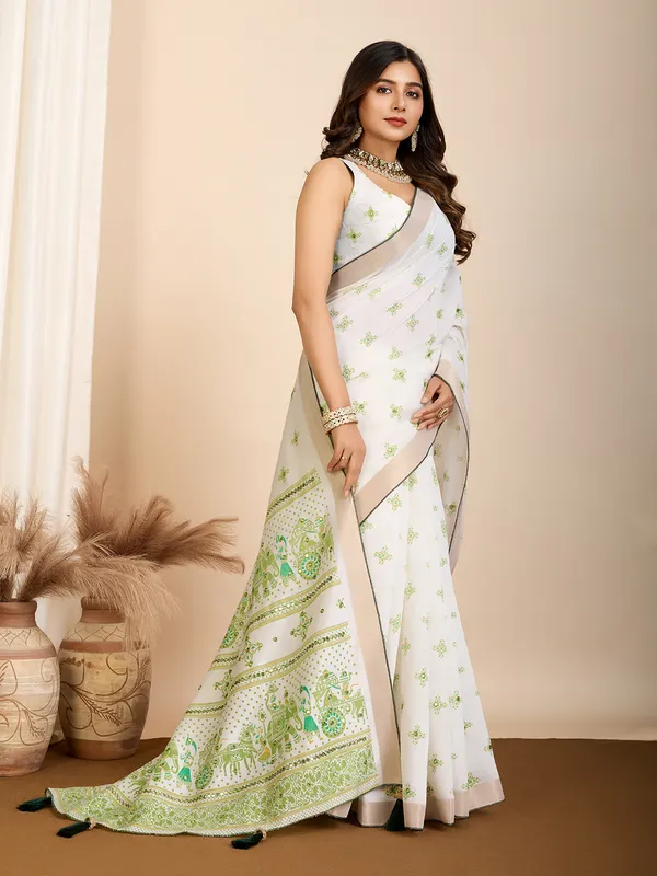 Olive_Green_Avyukta_Cotton_Saree_With_Unstitched_Blouse_Piece