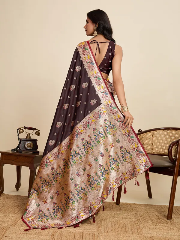 Brown_Ragini_Silk_Saree_With_Unstitched_Blouse_Piece