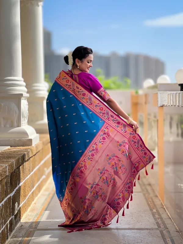 Firozi_Royal_Paithani_Silk_Saree_With_Unstitched_Blouse_Piece