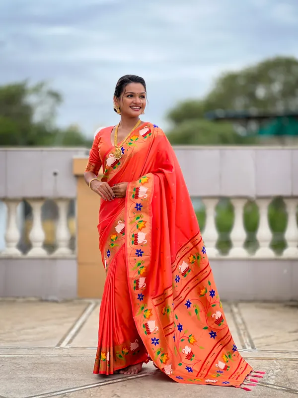 Orange_Rajhans_Silk_Saree_With_Unstitched_Blouse_Piece
