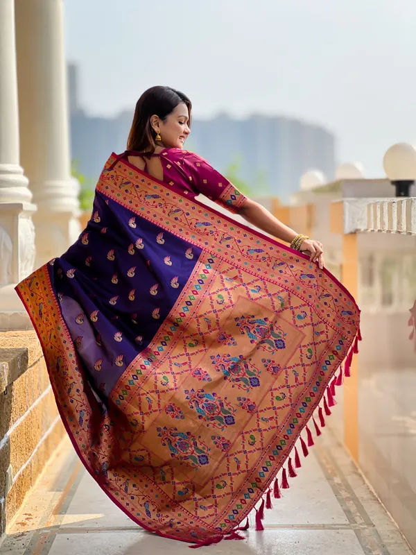 Violet_Sparkal_Silk_Saree_With_Unstitched_Blouse_Piece