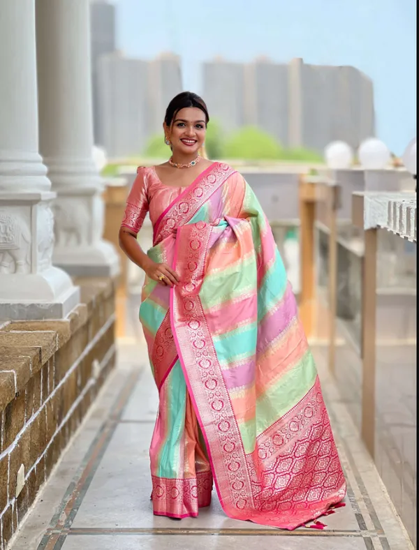 Rani_Pink_Silk_Saree_With_Unstitched_Blouse_Piece