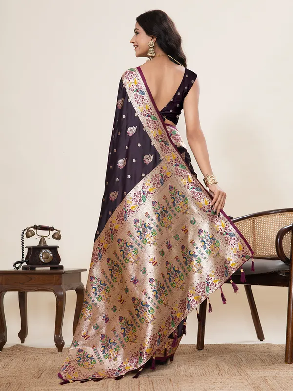 Congo_Brown_Ragini_Silk_Saree_With_Unstitched_Blouse_Piece