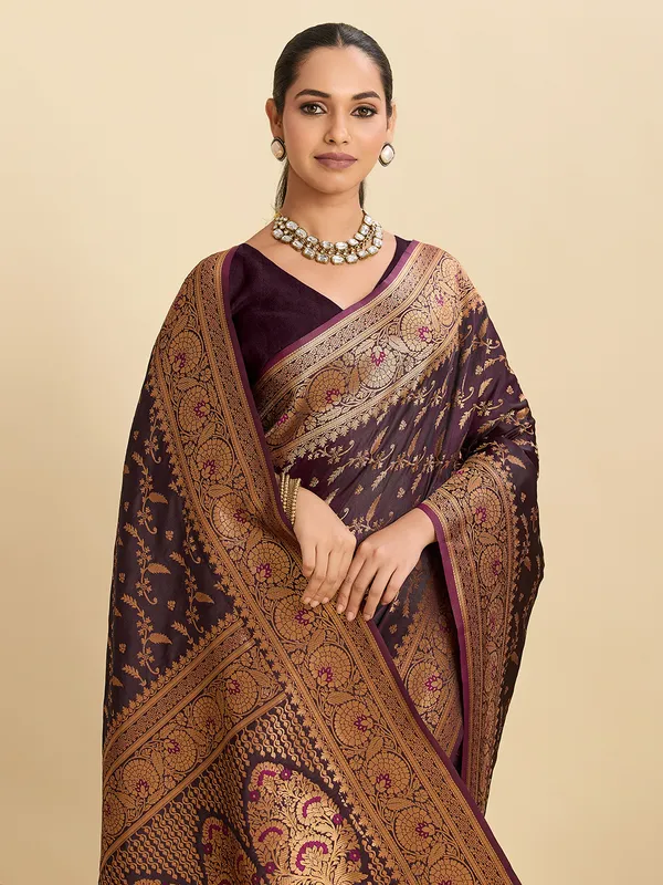 Wine_Nayantara_Silk_Saree_With_Unstitched_Blouse_Piece