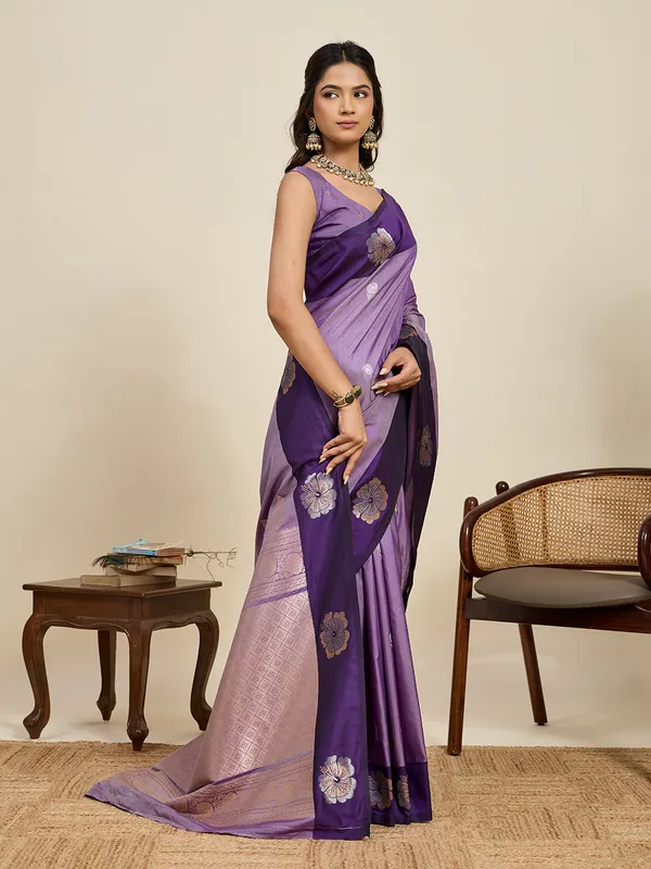 Dusk_Purple_Aamarapali_Silk_Saree_With_Unstitched_Blouse_Piece