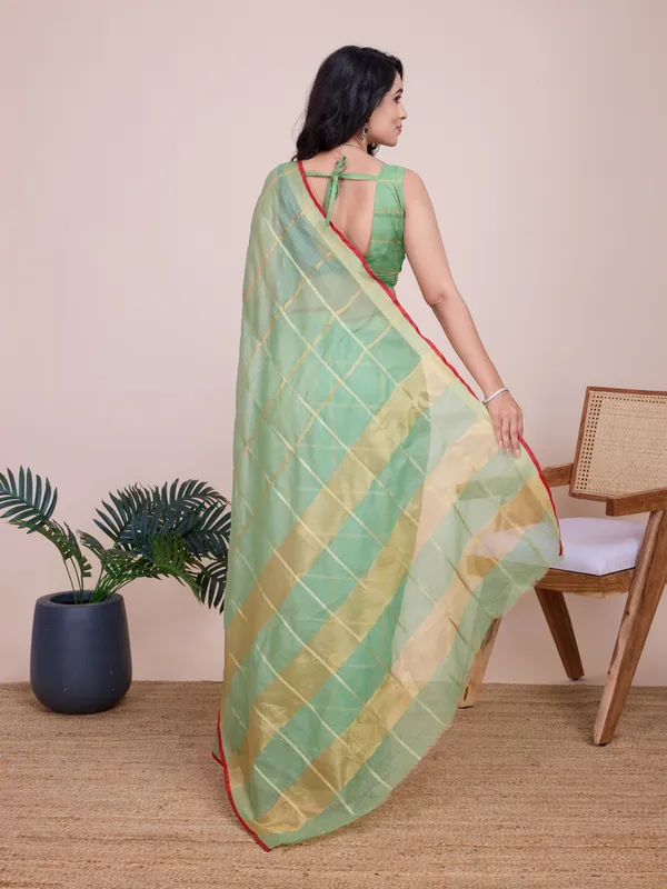 Olive_Green_Anupama_Cotton_Saree_With_Unstitched_Blouse_Piece