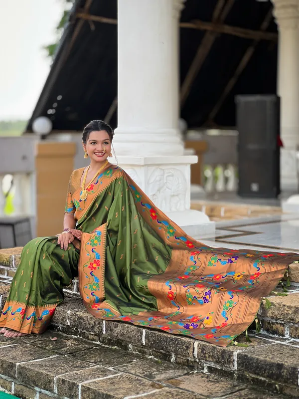 Mehendi_Anuradha_Paithani_Silk_Saree_With_Unstitched_Blouse_Piece
